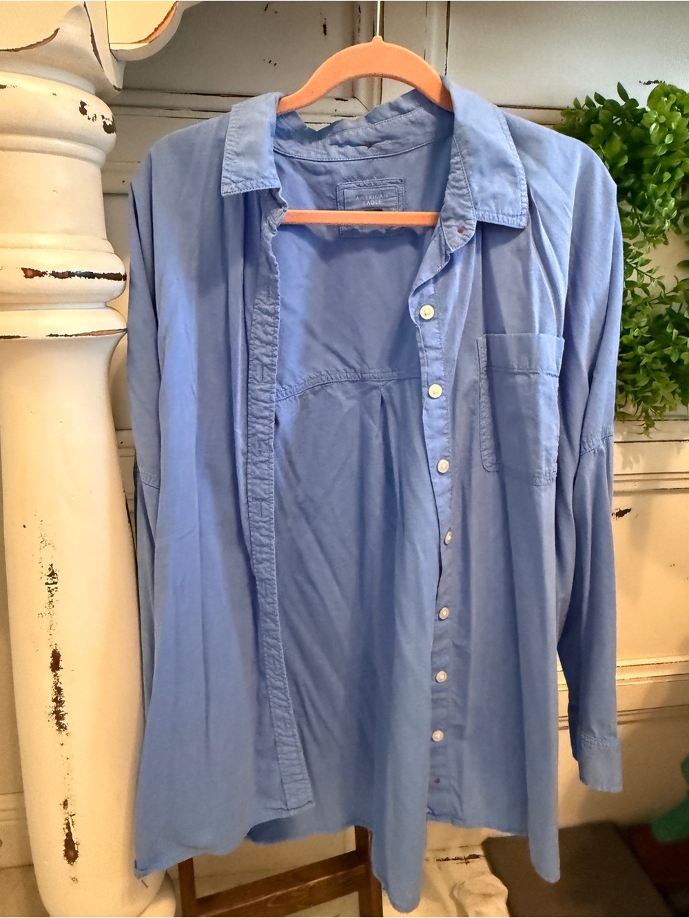 American Eagle Outfitters Light Blue Button-Down Shirt